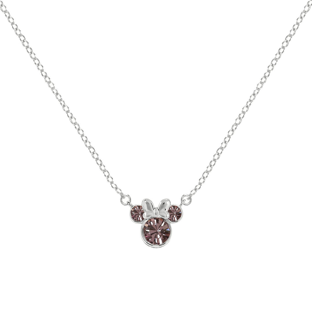 Disney Mickey & Minnie Sterling Silver 925 16" Mouse February Cz Necklace N905424SFEBL-16.PH