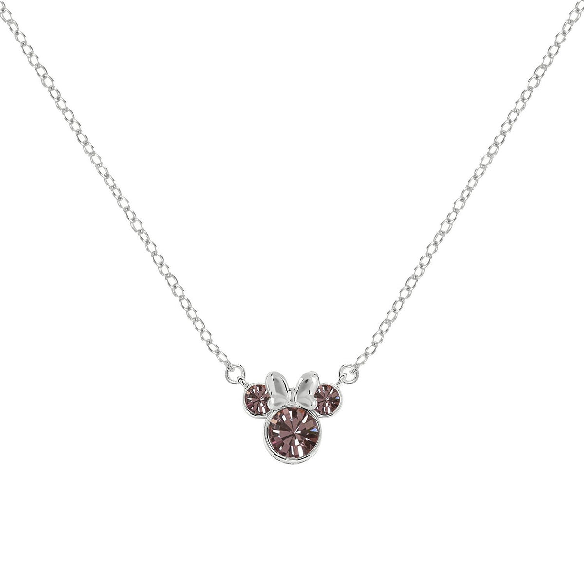 Disney Mickey & Minnie Sterling Silver 925 16" Mouse February Cz Necklace N905424SFEBL-16.PH