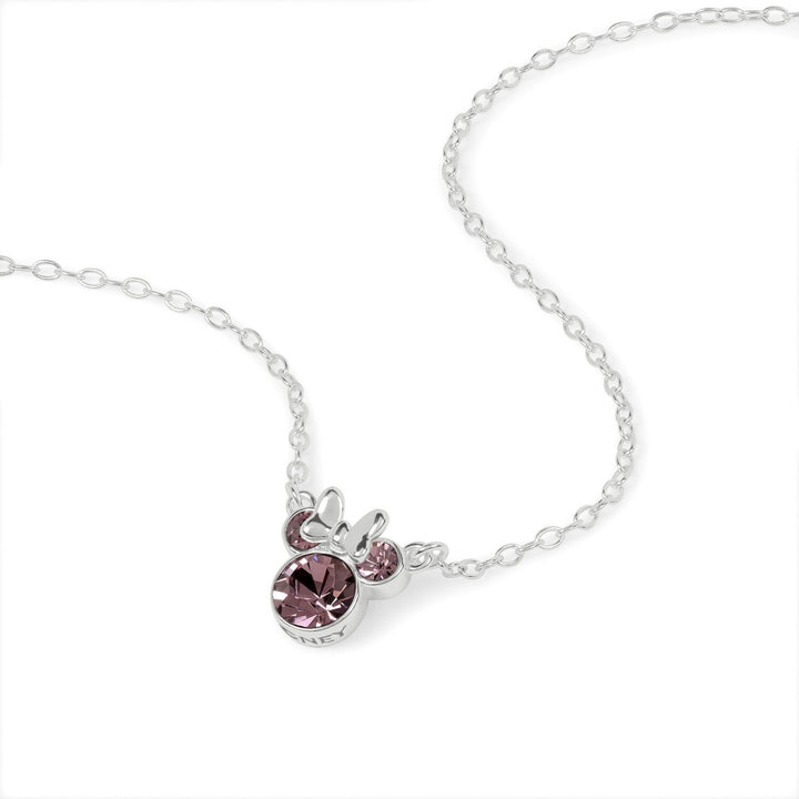 Disney Mickey & Minnie Sterling Silver 925 16" Mouse February Cz Necklace N905424SFEBL-16.PH