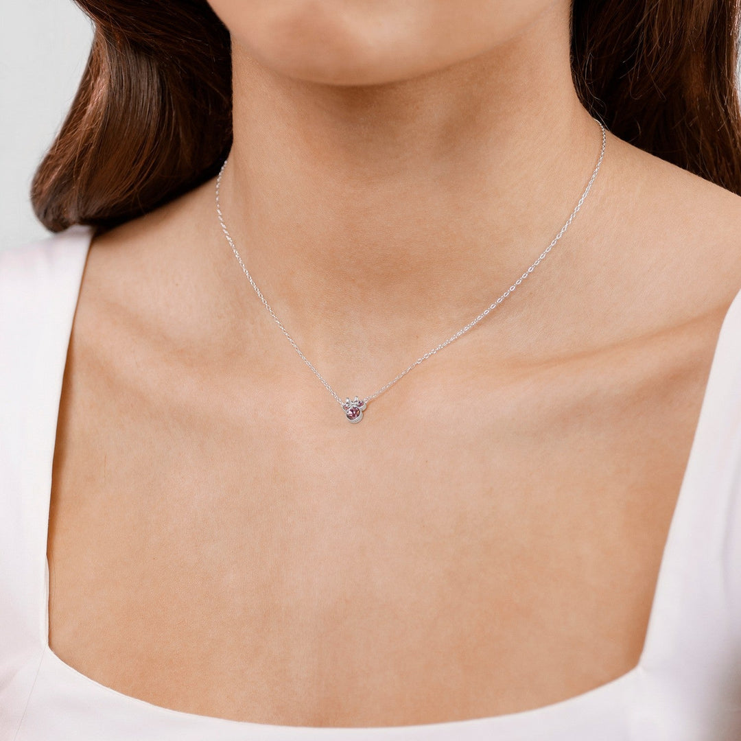 Disney Mickey & Minnie Sterling Silver 925 16" Mouse February Cz Necklace N905424SFEBL-16.PH