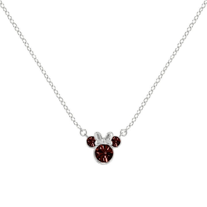 Disney Mickey & Minnie Sterling Silver 925 16" Mouse January Cz Necklace N905424SJANL-16.PH