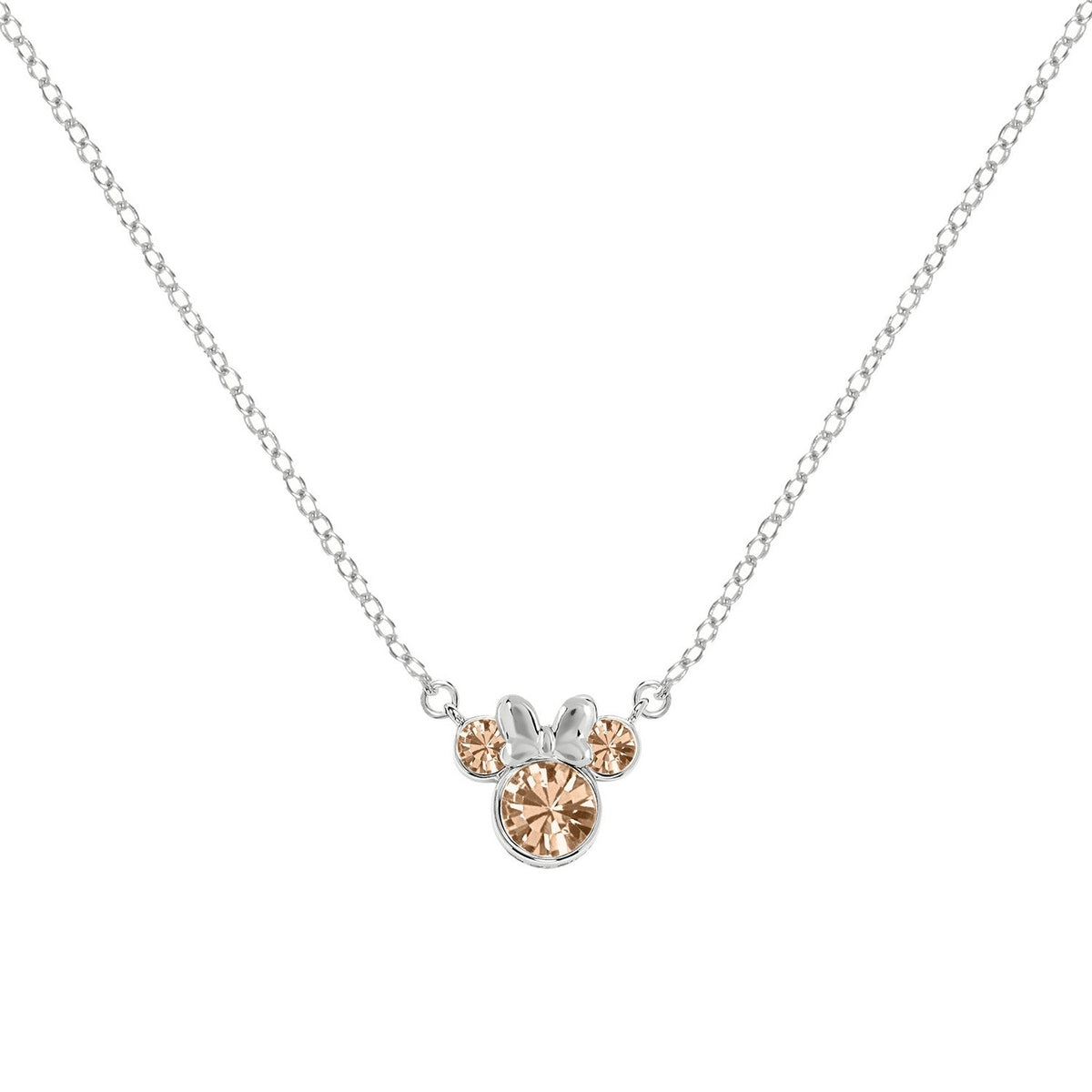 Disney Mickey & Minnie Sterling Silver 925 16" Mouse June Cz Necklace N905424SJUNL-16.PH