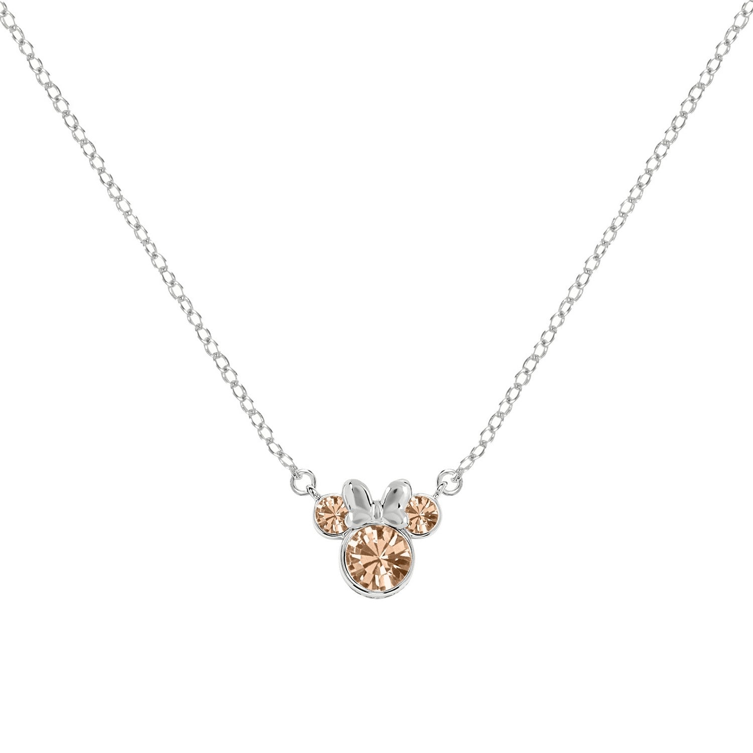 Disney Mickey & Minnie Sterling Silver 925 16" Mouse June Cz Necklace N905424SJUNL-16.PH