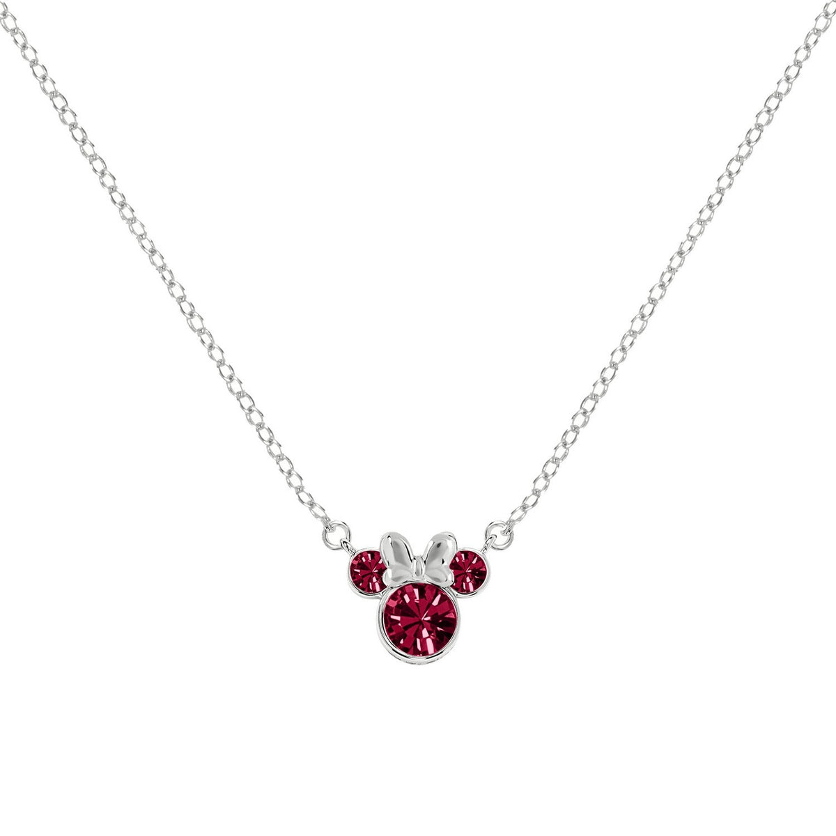 Disney Mickey & Minnie Sterling Silver 925 16" Mouse July Cz Necklace N905424SJUYL-16.PH