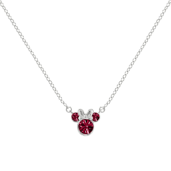 Disney Mickey & Minnie Sterling Silver 925 16" Mouse July Cz Necklace N905424SJUYL-16.PH