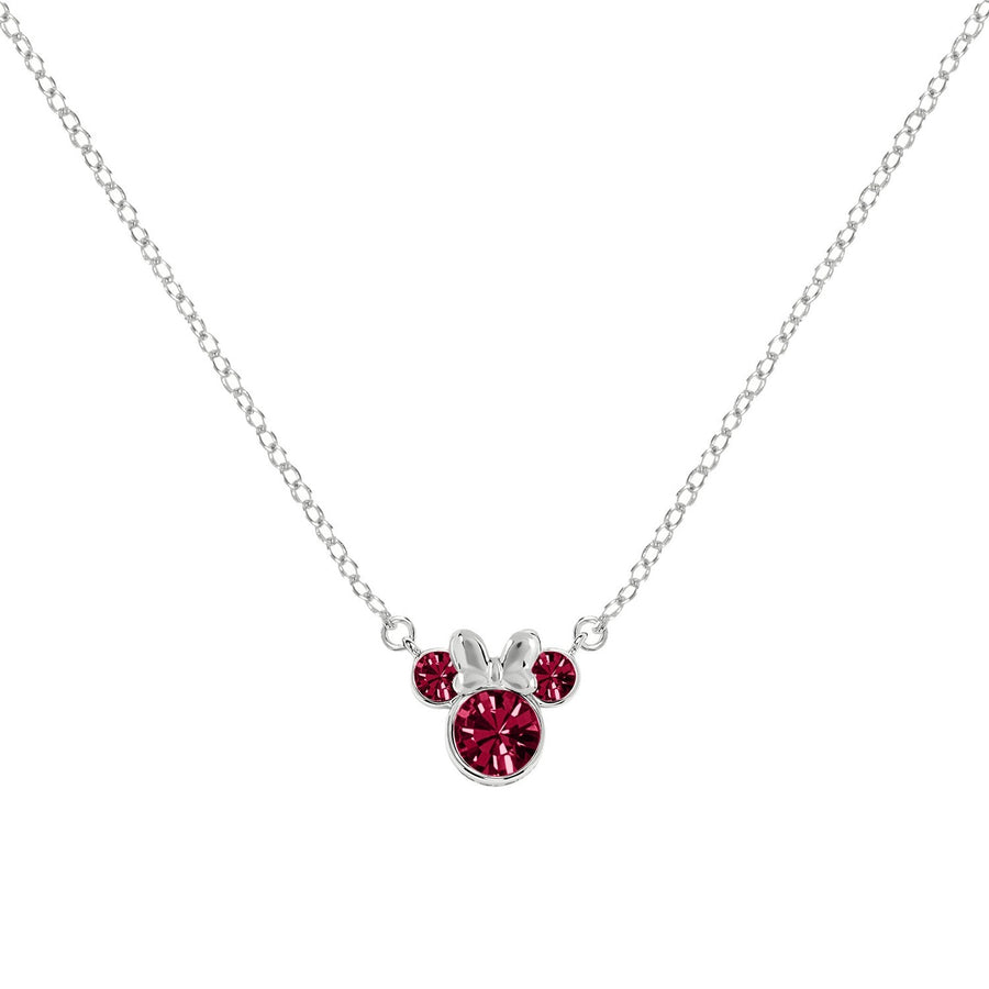 Disney Mickey & Minnie Sterling Silver 16" Mouse July Zirconia Necklace N905424SJUYL-16 PH