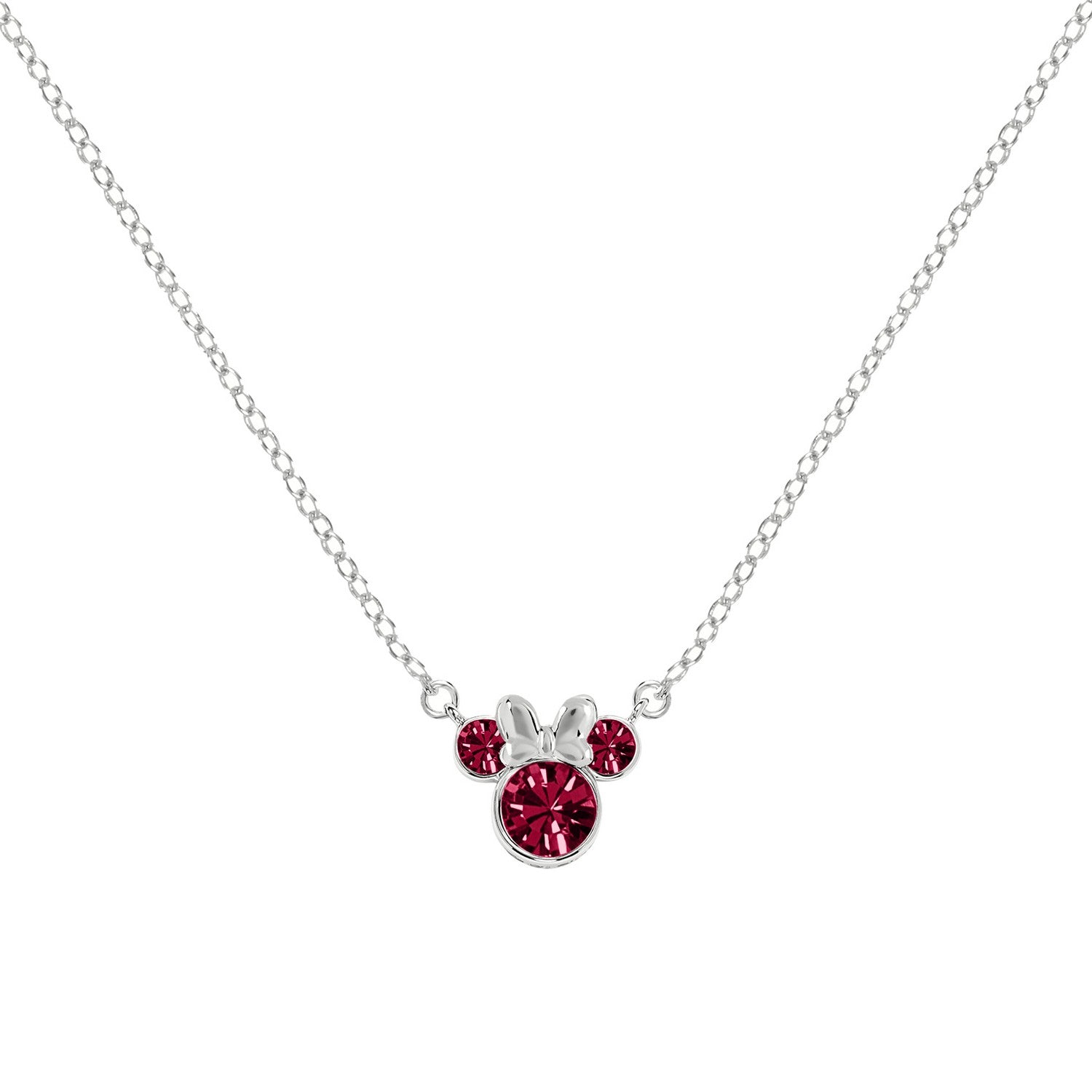 Disney Mickey & Minnie Sterling Silver 925 16" Mouse July Cz Necklace N905424SJUYL-16.PH