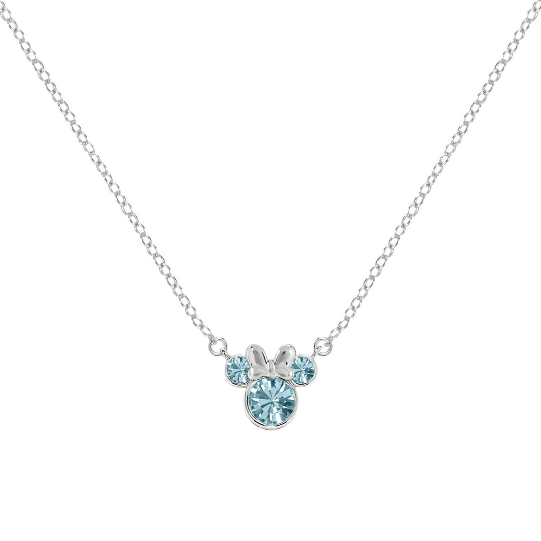Disney Mickey & Minnie Sterling Silver 925 16" Mouse March Cz Necklace N905424SMARL-16.PH