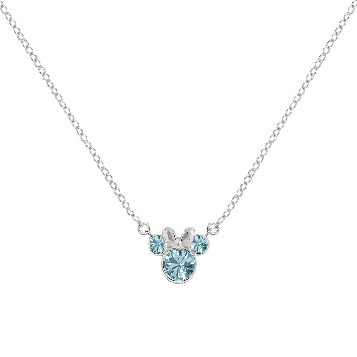 Disney Mickey & Minnie Sterling Silver 925 16" Mouse March Cz Necklace N905424SMARL-16.PH