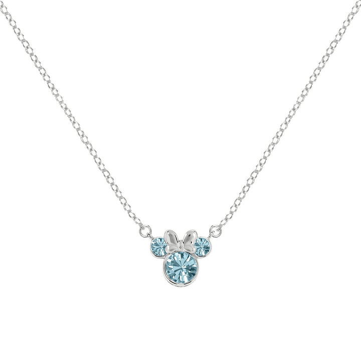 Disney Mickey & Minnie Sterling Silver 925 16" Mouse March Cz Necklace N905424SMARL-16.PH