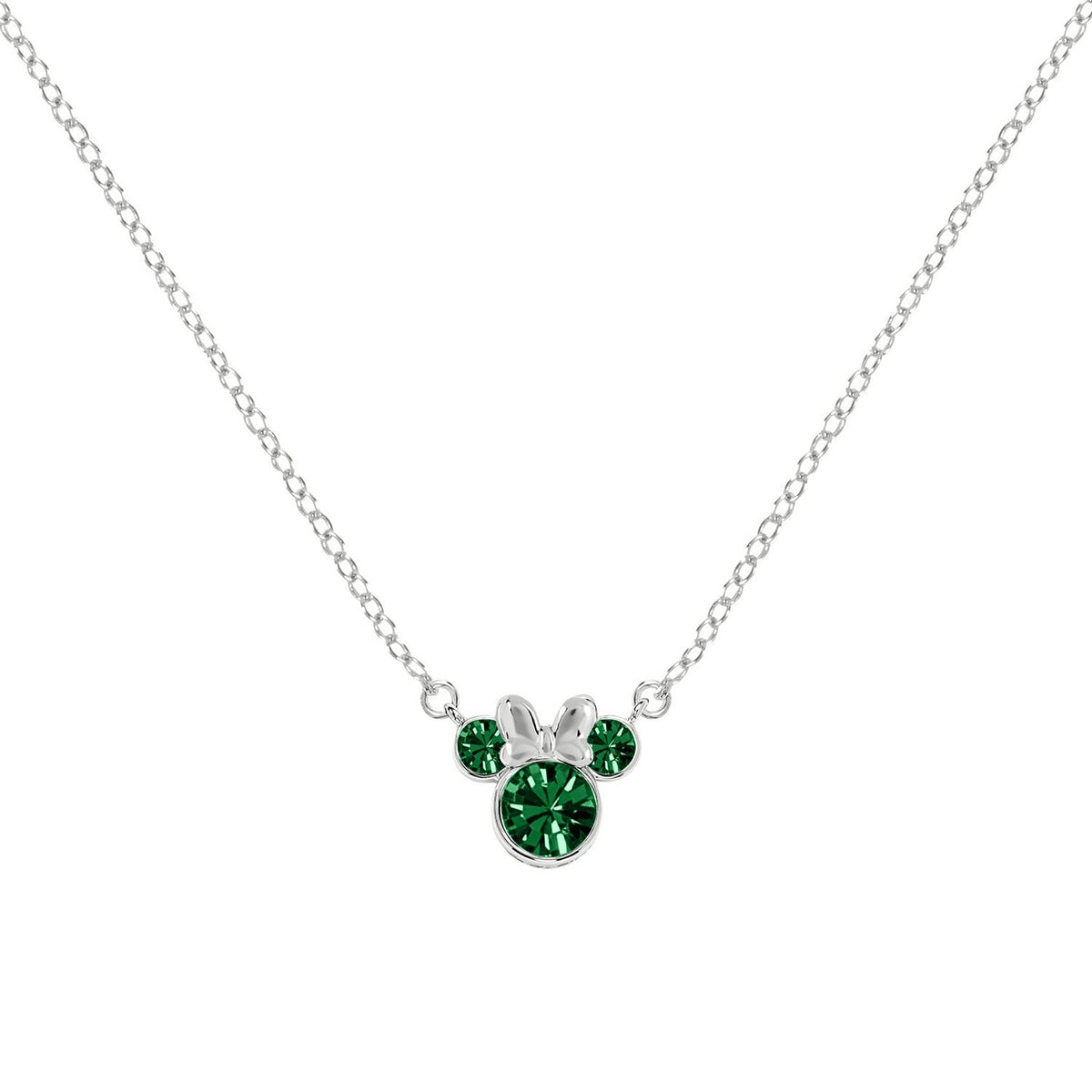 Disney Mickey &amp; Minnie Sterling Silver 925 16" Mouse May Cz Necklace N905424SMAYL-16.PH