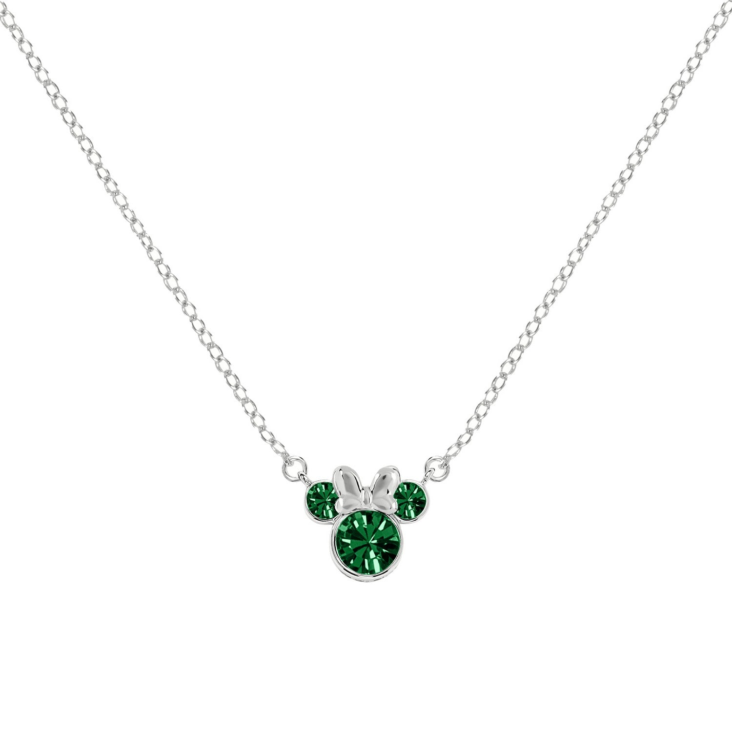 Disney Mickey & Minnie Sterling Silver 925 16" Mouse May Cz Necklace N905424SMAYL-16.PH