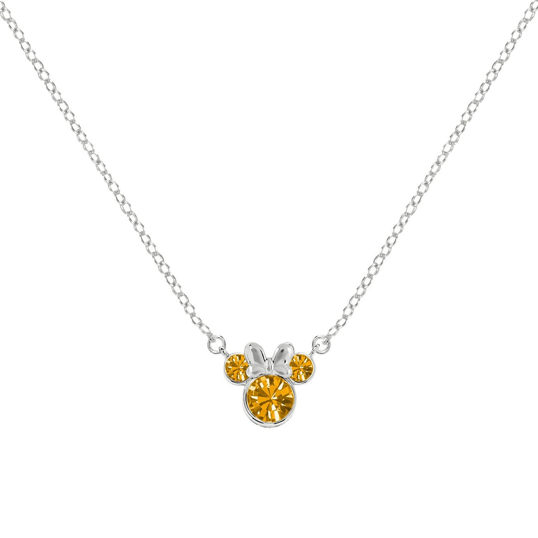 Disney Mickey & Minnie Sterling Silver 925 16" Mouse November Cz Necklace N905424SNOVL-16.PH