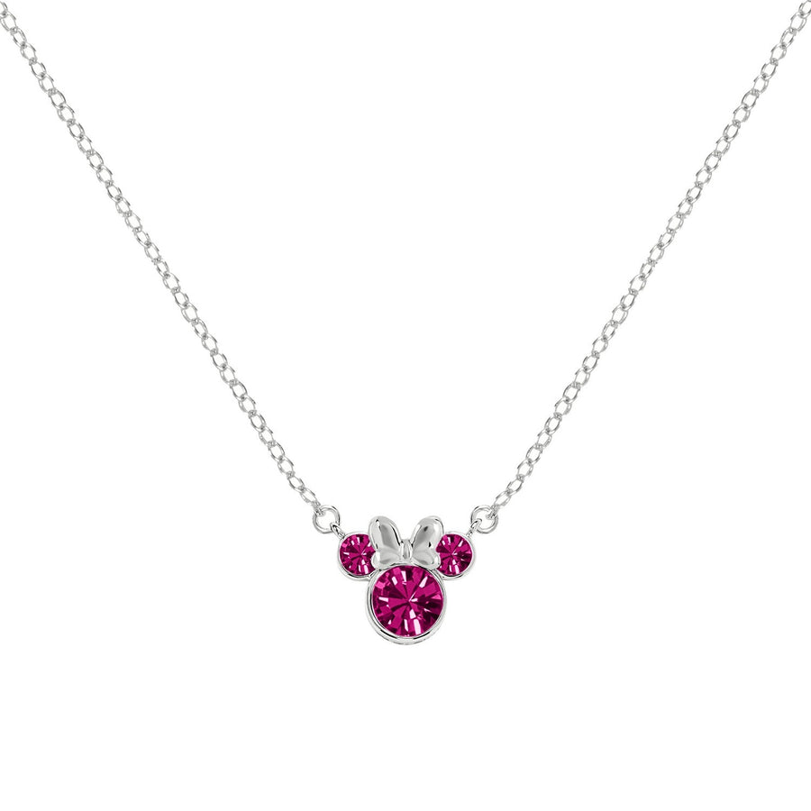 Disney Mickey & Minnie Sterling Silver 16" Mouse October Zirconia Necklace N905424SOCTL-16 PH