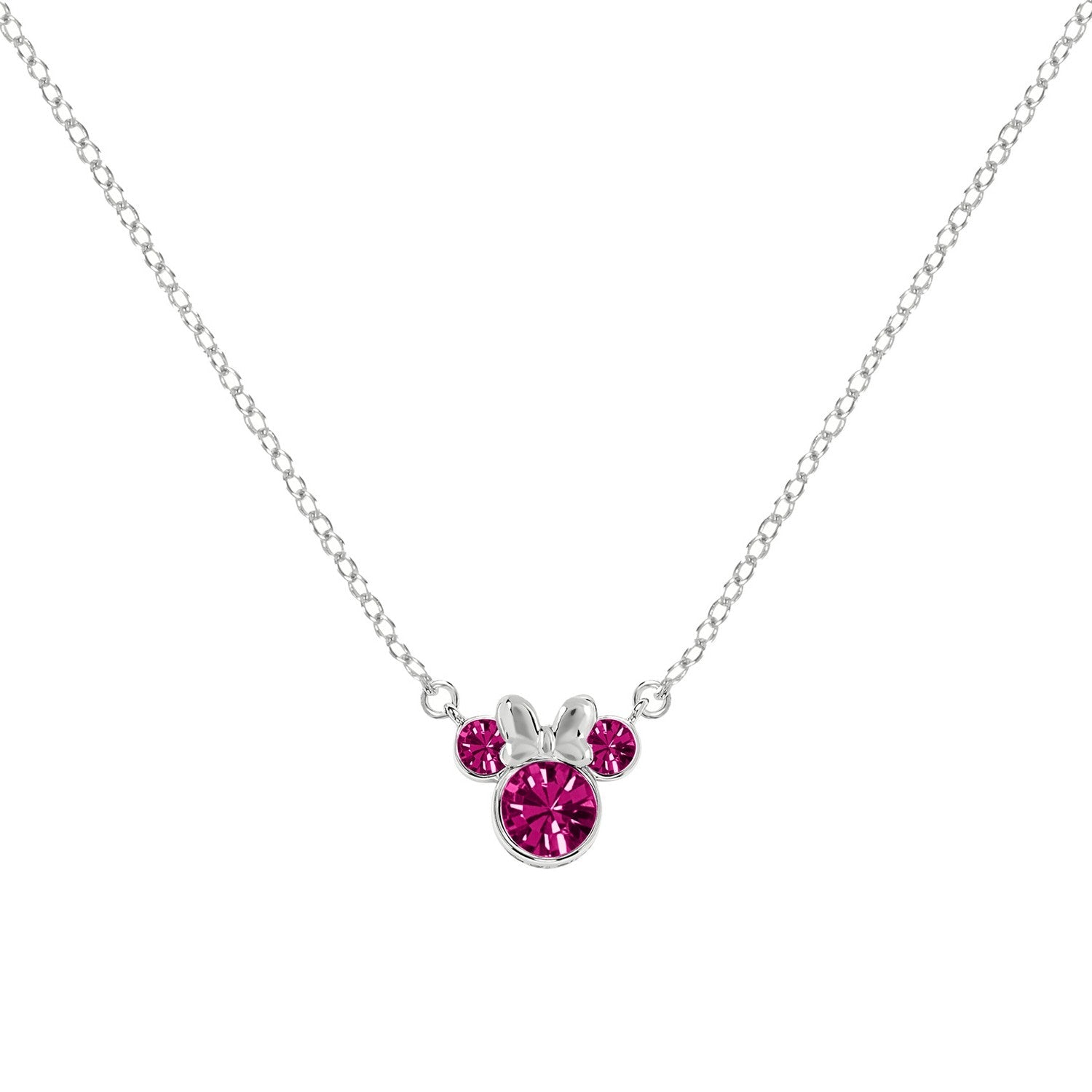 Disney Mickey & Minnie Sterling Silver 925 16" Mouse October Cz Necklace N905424SOCTL-16.PH