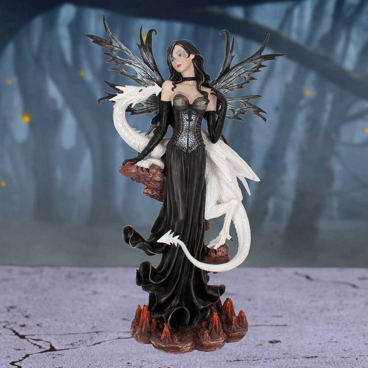 Isabelle 57cm Dark Fairy and White Dragon Figurine NEM3074