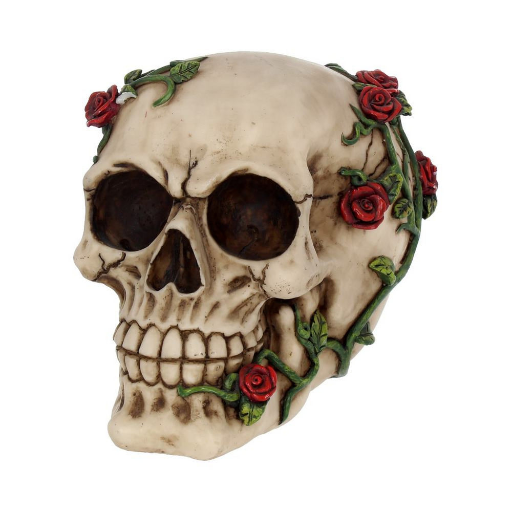 Rose From Beyond 15cm Gothic Rose Vine Covered Skull Figurine NEM3719
