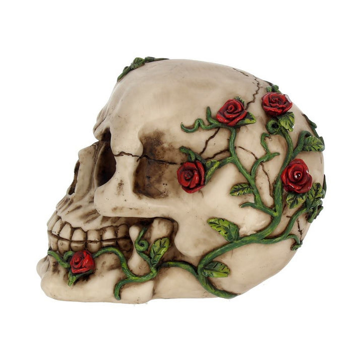 Rose From Beyond 15cm Gothic Rose Vine Covered Skull Figurine NEM3719
