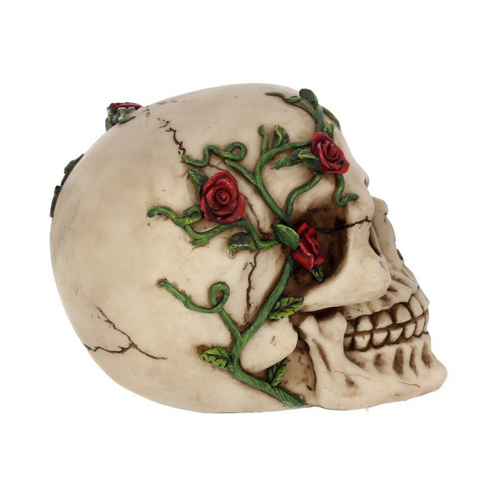 Rose From Beyond 15cm Gothic Rose Vine Covered Skull Figurine NEM3719