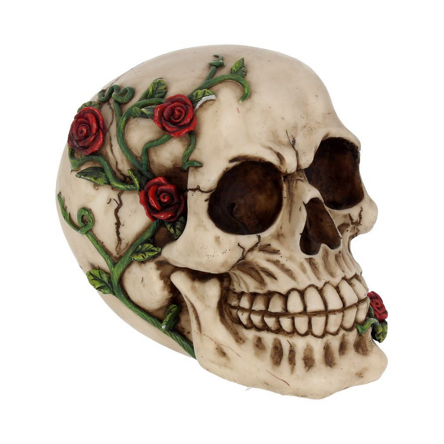 Rose From Beyond 15cm Gothic Rose Vine Covered Skull Figurine NEM3719