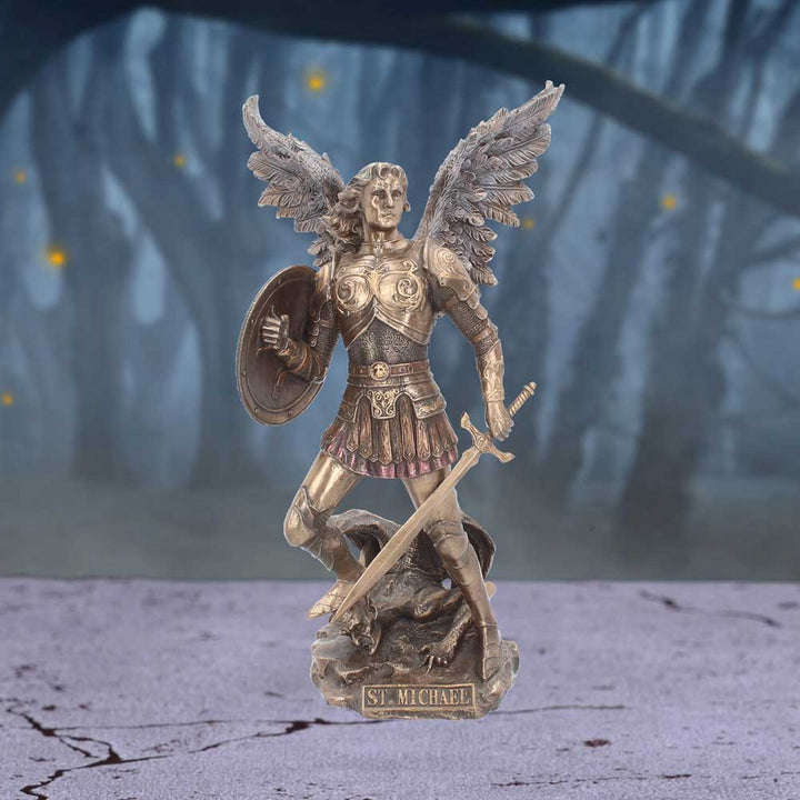 Bronzed Archangel Michael Religious Figurine 33cm NEM4429