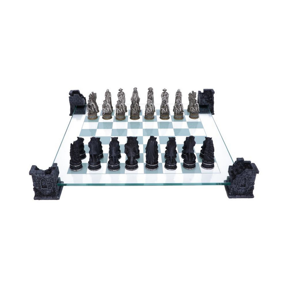 Raised Fantasy Vampire & Werewolf Chess Set With Corner Towers 43cm NEM5422