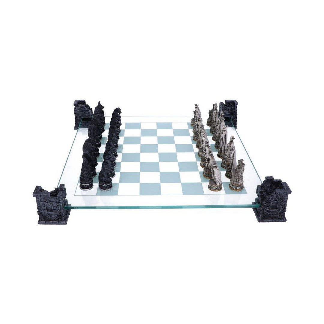 Raised Fantasy Vampire & Werewolf Chess Set With Corner Towers 43cm NEM5422