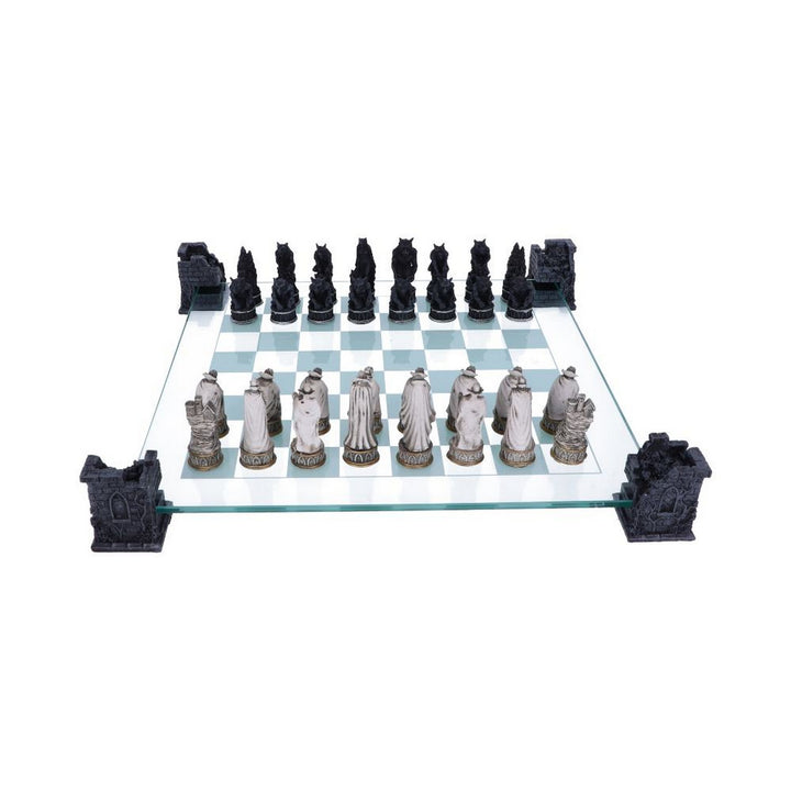 Raised Fantasy Vampire & Werewolf Chess Set With Corner Towers 43cm NEM5422