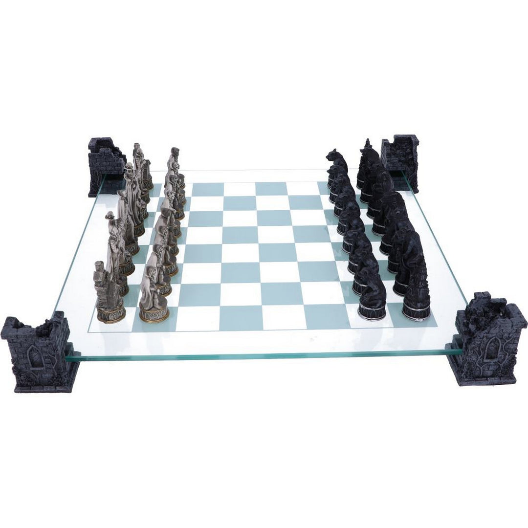 Raised Fantasy Vampire & Werewolf Chess Set With Corner Towers 43cm NEM5422