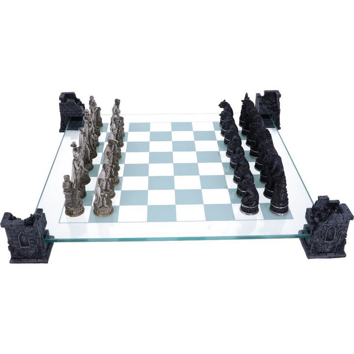 Raised Fantasy Vampire & Werewolf Chess Set With Corner Towers 43cm NEM5422