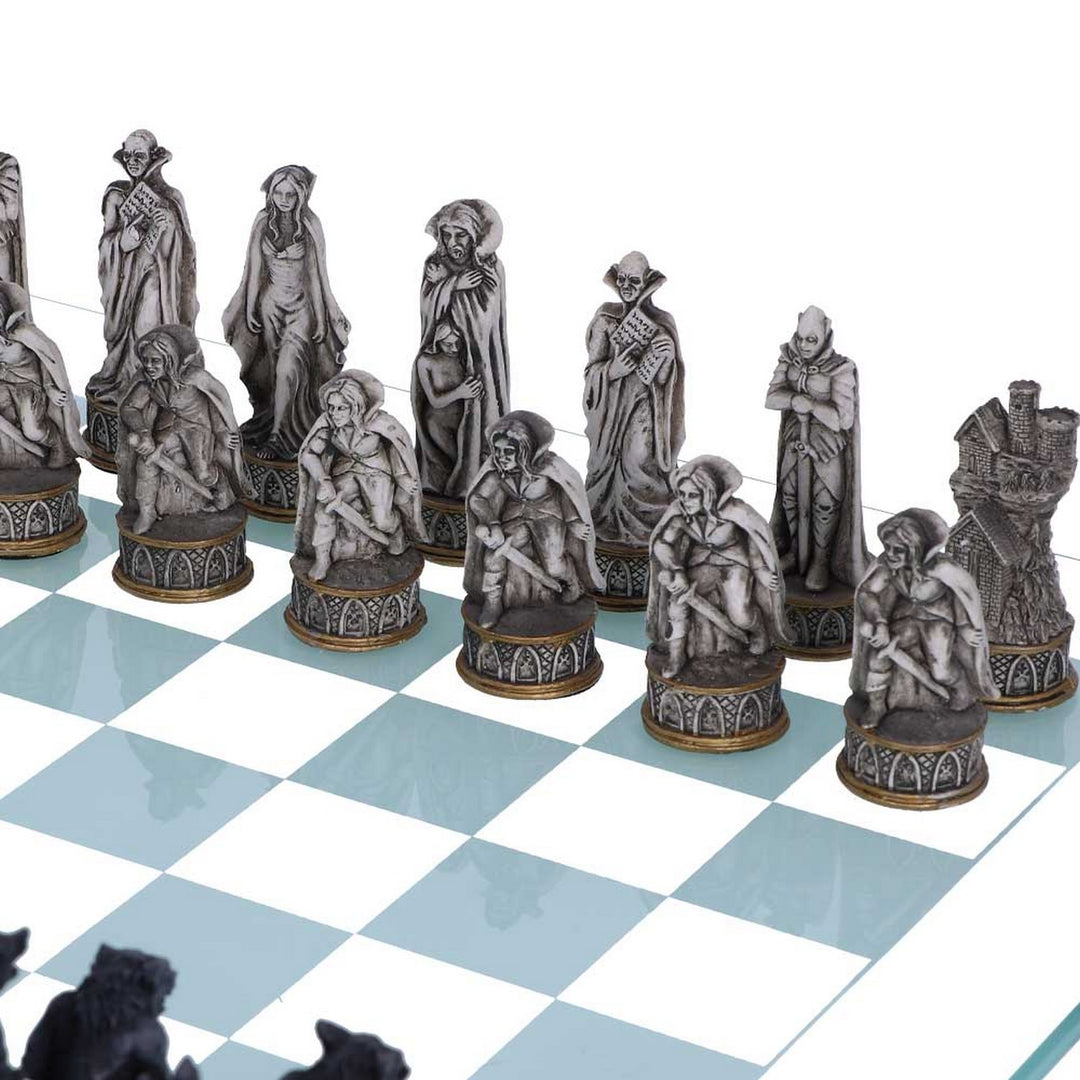 Raised Fantasy Vampire & Werewolf Chess Set With Corner Towers 43cm NEM5422