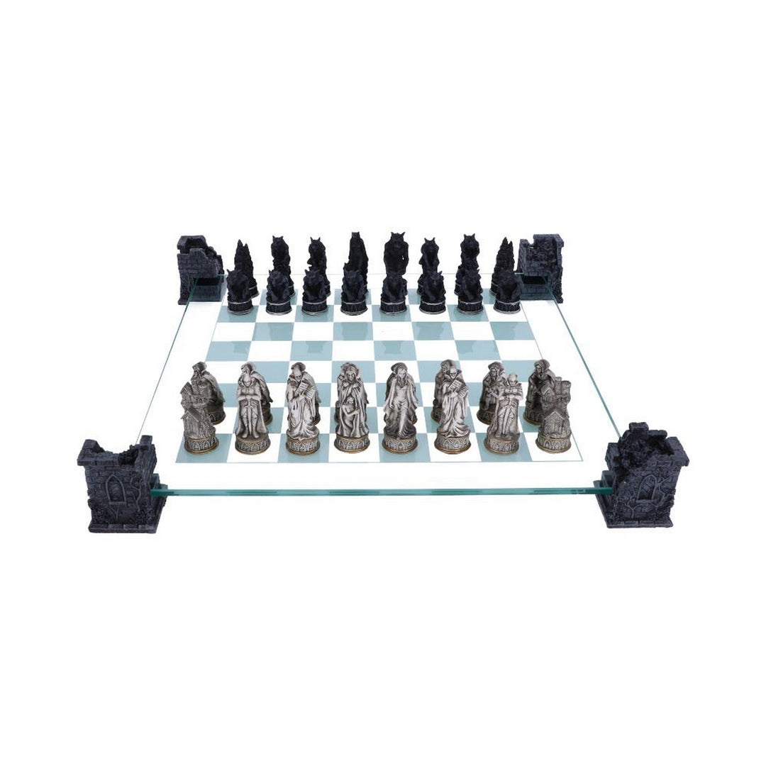 Raised Fantasy Vampire & Werewolf Chess Set With Corner Towers 43cm NEM5422