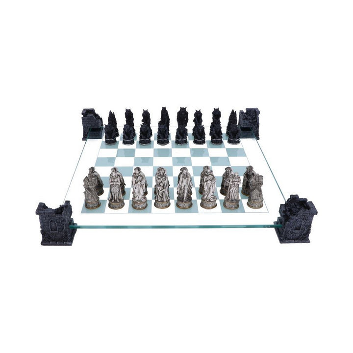 Raised Fantasy Vampire & Werewolf Chess Set With Corner Towers 43cm NEM5422