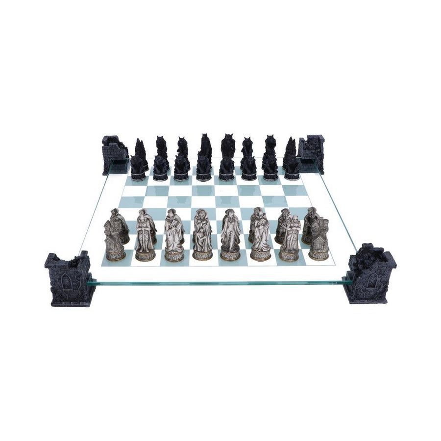 Raised Fantasy Vampire & Werewolf Chess Set With Corner Towers 43cm NEM5422