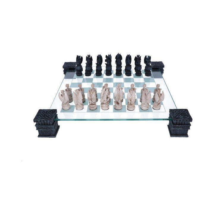 Raised Fantasy Dragon Chess Set With Corner Towers 43cm NEM5427