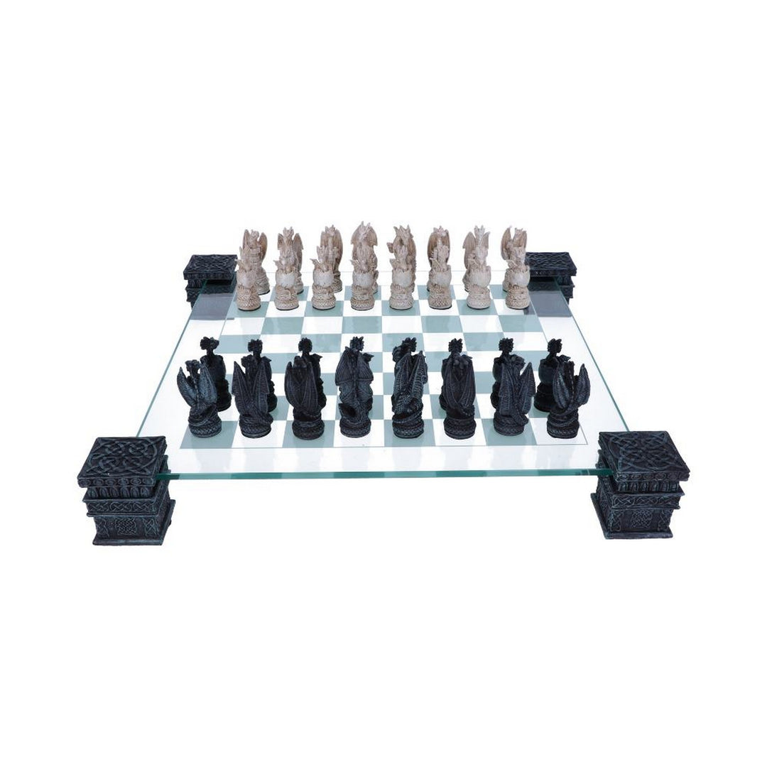 Raised Fantasy Dragon Chess Set With Corner Towers 43cm NEM5427