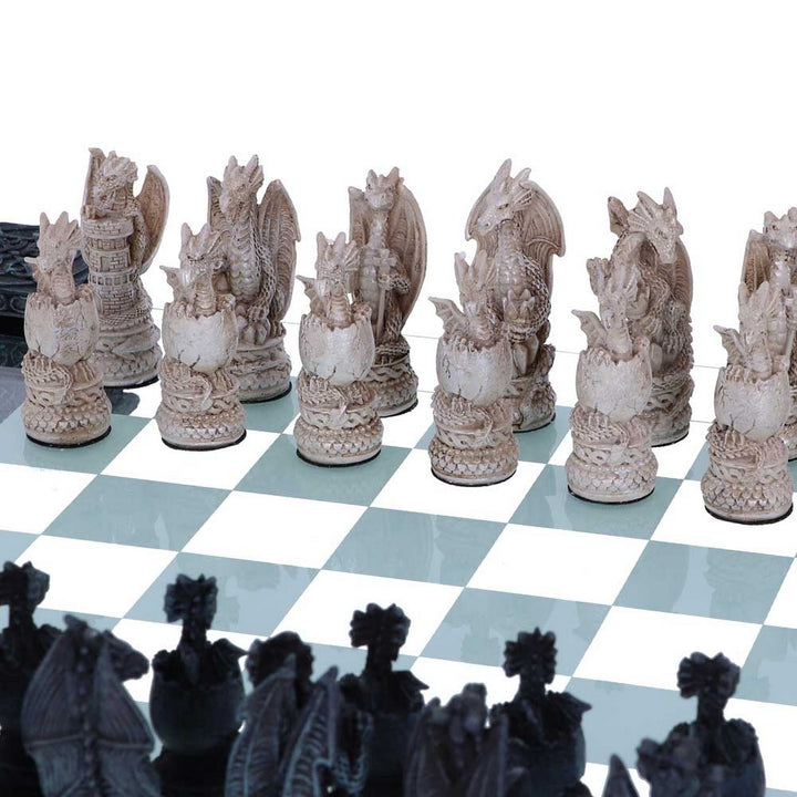 Raised Fantasy Dragon Chess Set With Corner Towers 43cm NEM5427
