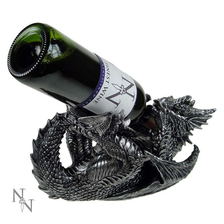 Metallic Silver Dragon Guzzler Wine Bottle Holder NEM6303