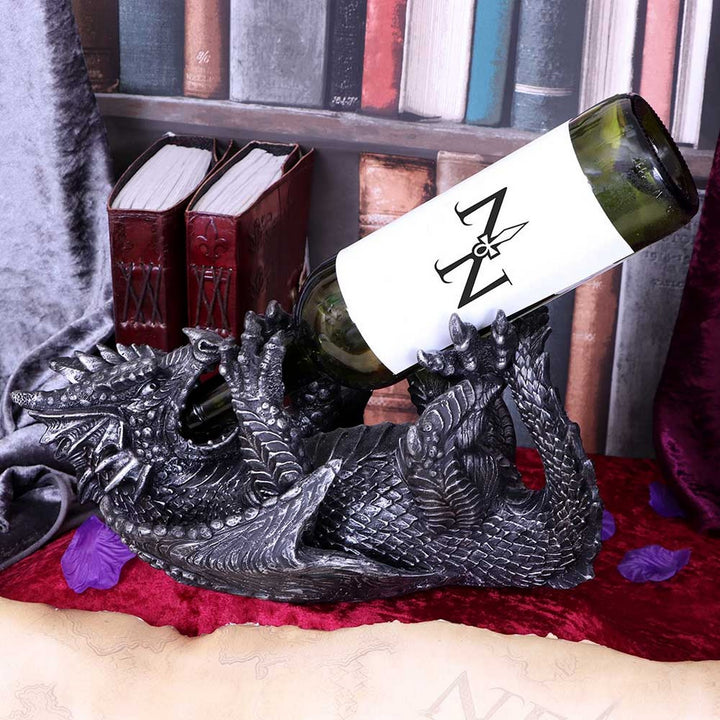 Metallic Silver Dragon Guzzler Wine Bottle Holder NEM6303
