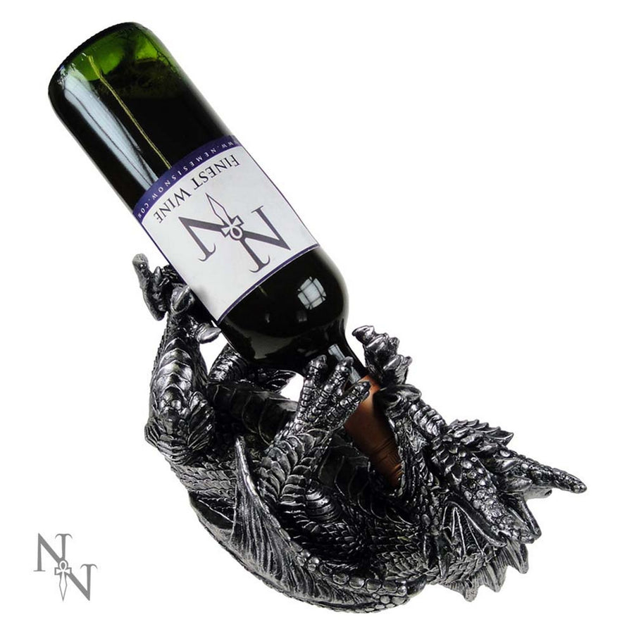 Metallic Silver Dragon Guzzler Wine Bottle Holder NEM6303
