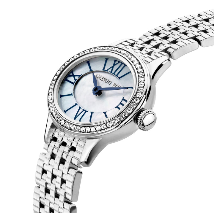 Cerruti Silver Bracelet White Pearl Dial Watch CIWLG0012202
