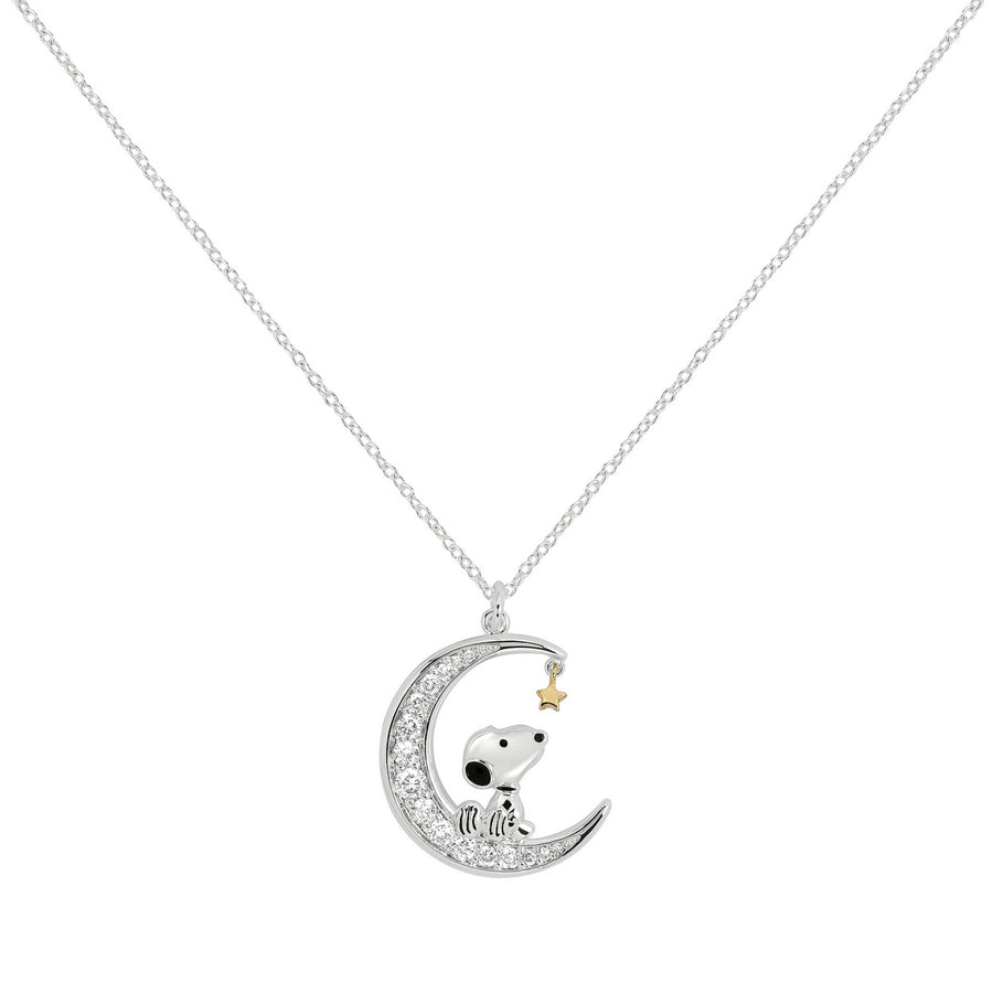 Snoopy Stone Set Moon Necklace NF00742TZWL-18.PH