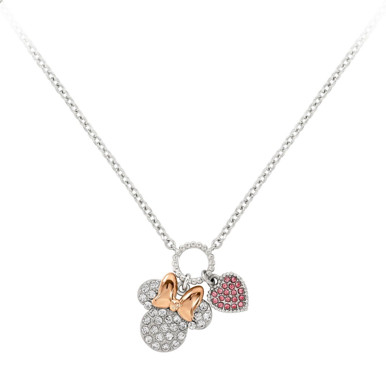 Disney Mickey & Minnie With Stones Necklace NF00926TRML-16.PH