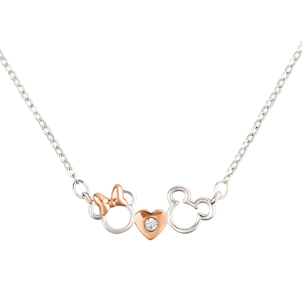 Disney Mickey & Minnie With Stone Necklace NF00937TRWL-18.PH
