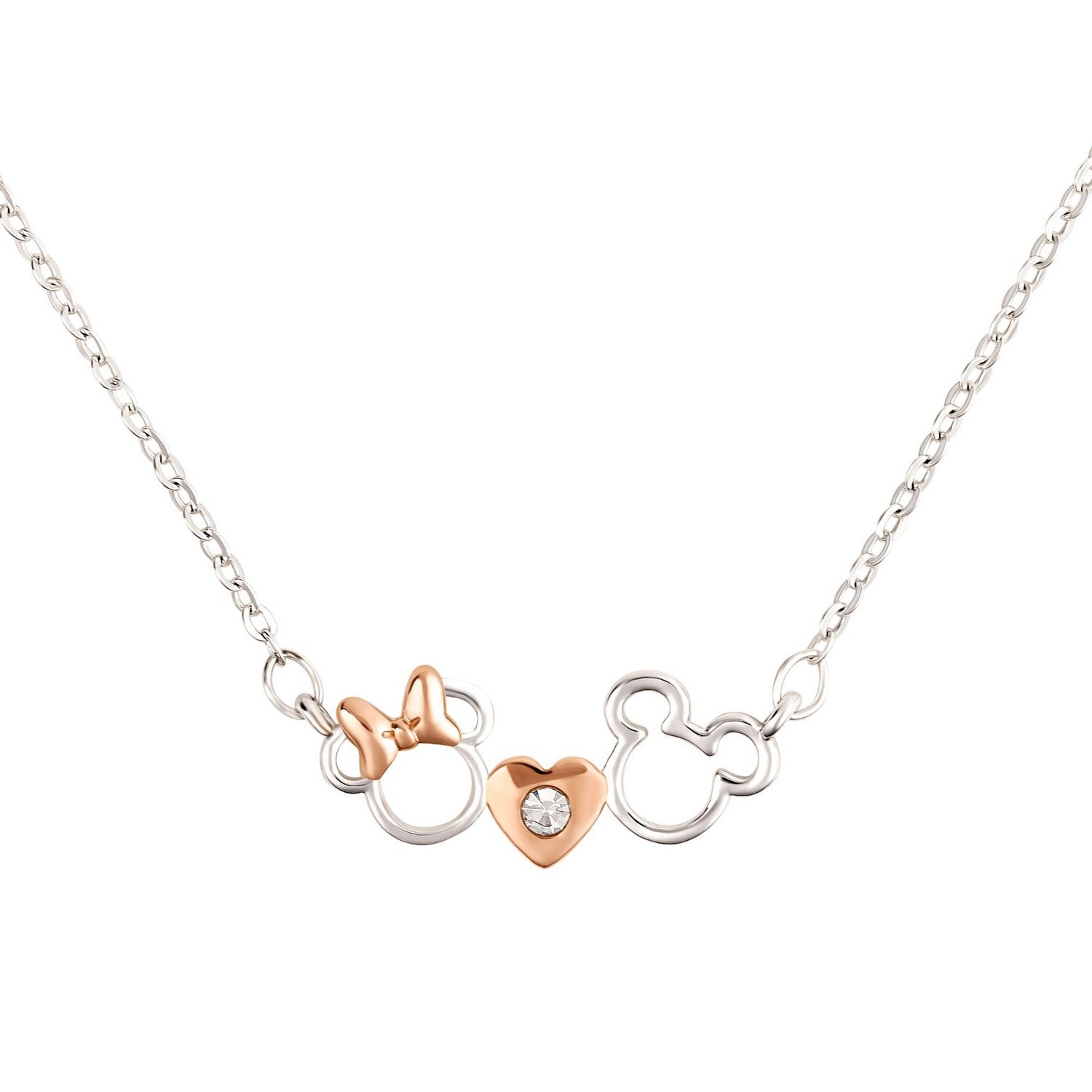 Disney Mickey & Minnie With Stone Necklace NF00937TRWL-18.PH