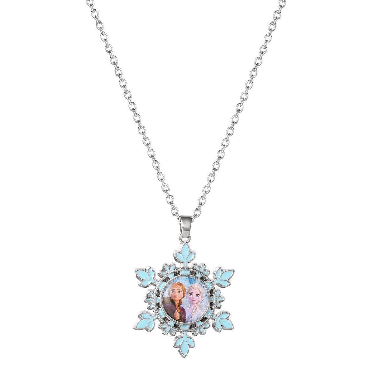 Disney Frozen Ana & Elsa Snowflake Multicoloured Enamel 16" Neckalce NH00830RL-16.PH