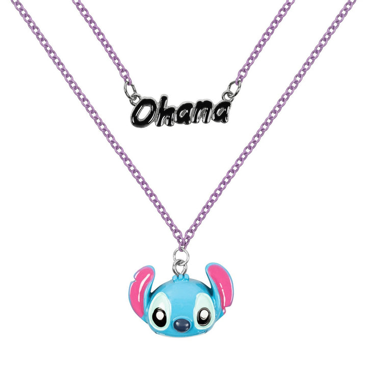 Disney Stitch Ohana Layered -16 ,18 +3 Ext./Imitation Rhodium Plt Necklace NH00922RL-16.PH
