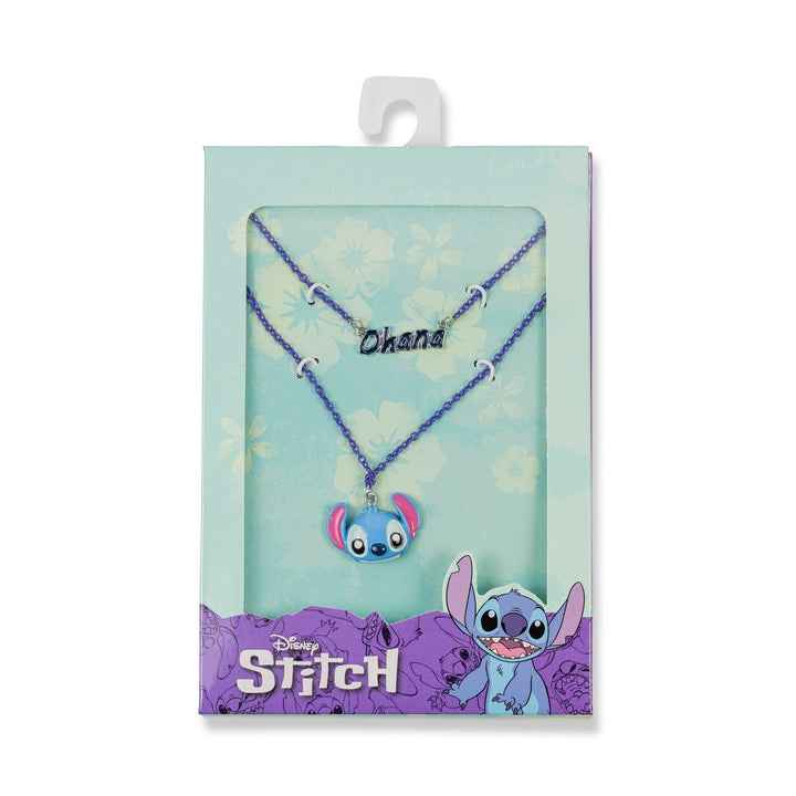 Disney Stitch Ohana Layered -16 ,18 +3 Ext./Imitation Rhodium Plt Necklace NH00922RL-16.PH