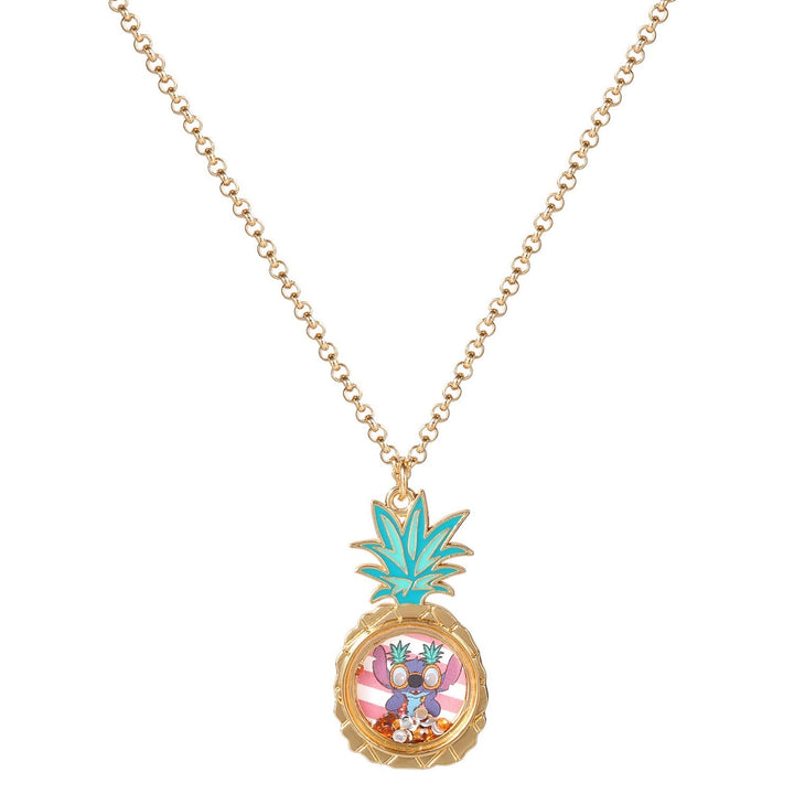 Disney Stitch Floating Crystals In Pineapple Pendant Necklace NH00923YRKL-16.PH