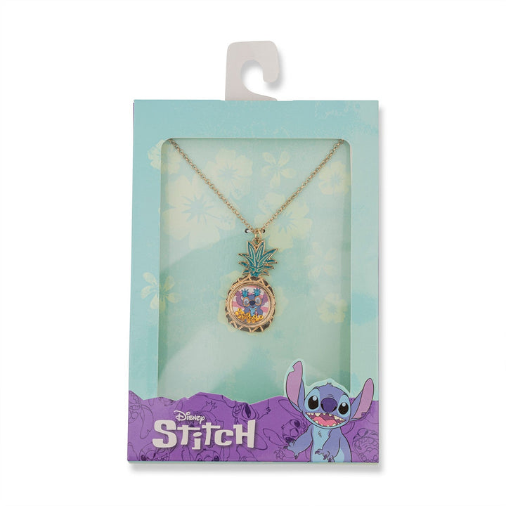 Disney Stitch Floating Crystals In Pineapple Pendant Necklace NH00923YRKL-16.PH